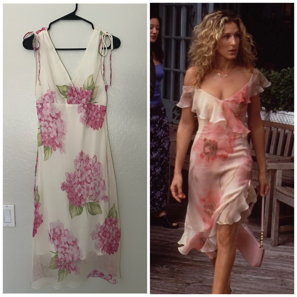 Carries BIG date night dress